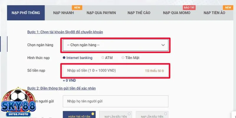 Điều kiện tham gia giao dịch nạp tiền Sky88 là gì?